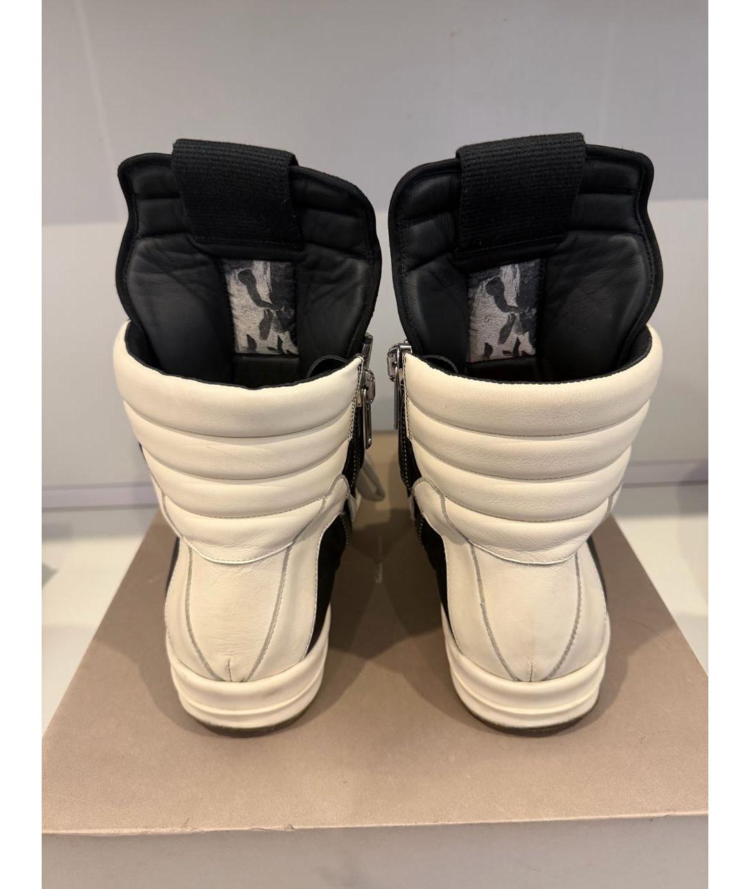 RICK OWENS Черные кожаные высокие кроссовки / кеды, фото 4