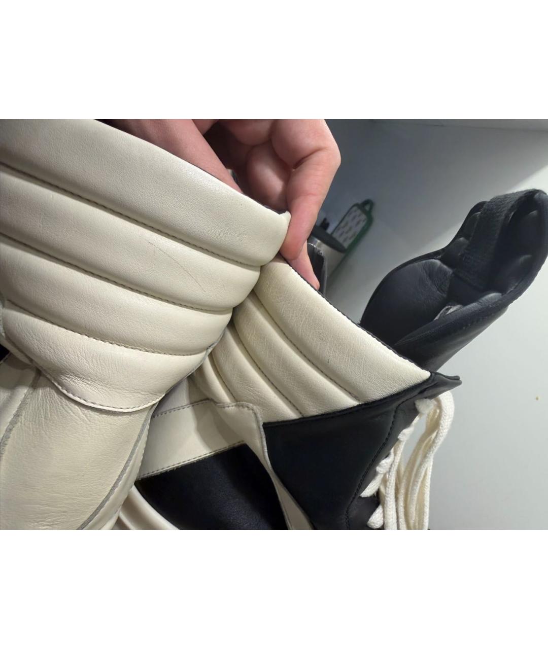 RICK OWENS Черные кожаные высокие кроссовки / кеды, фото 7