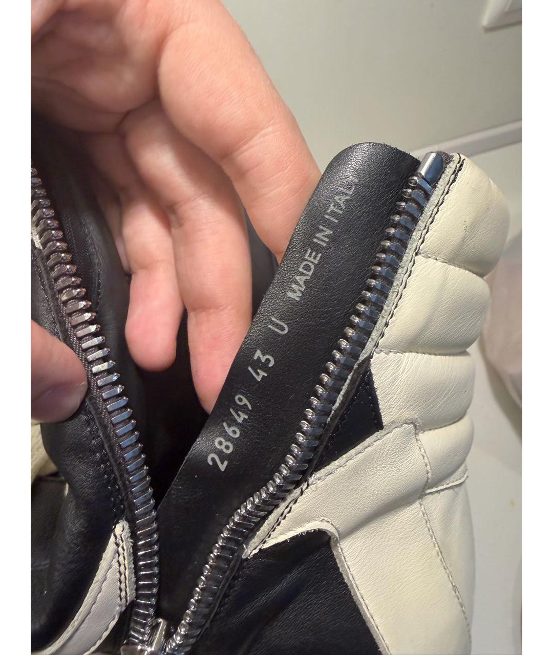 RICK OWENS Черные кожаные высокие кроссовки / кеды, фото 5
