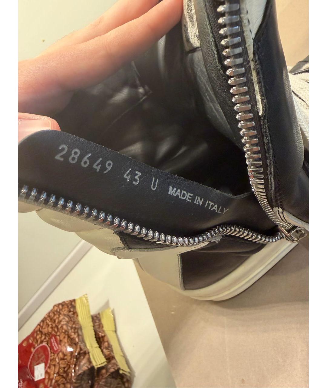 RICK OWENS Черные кожаные высокие кроссовки / кеды, фото 6