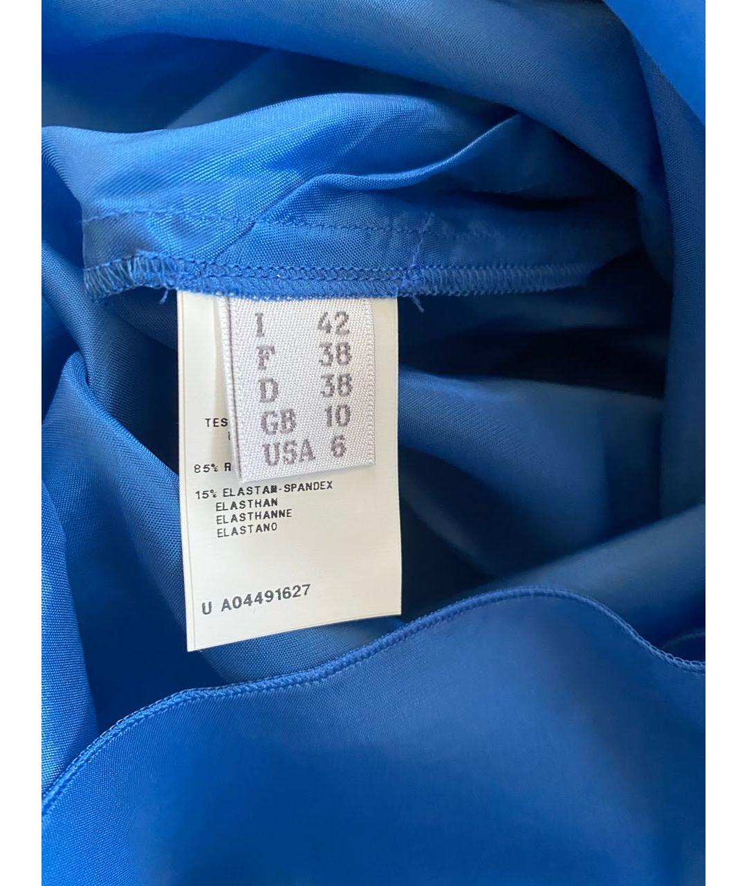 ALBERTA FERRETTI Синее вискозное коктейльное платье, фото 7