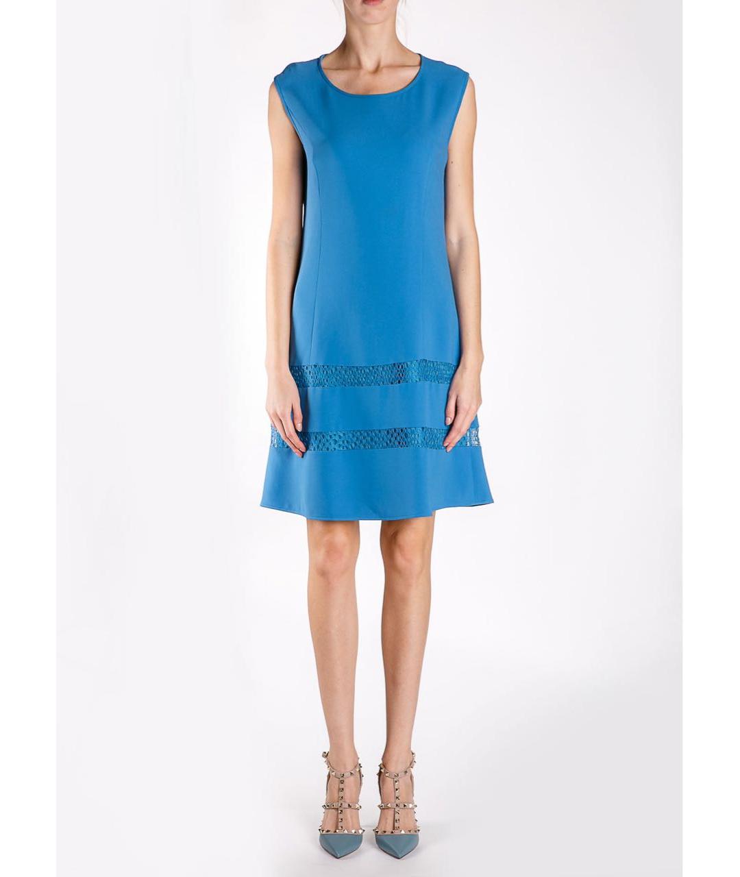 ALBERTA FERRETTI Синее вискозное коктейльное платье, фото 2
