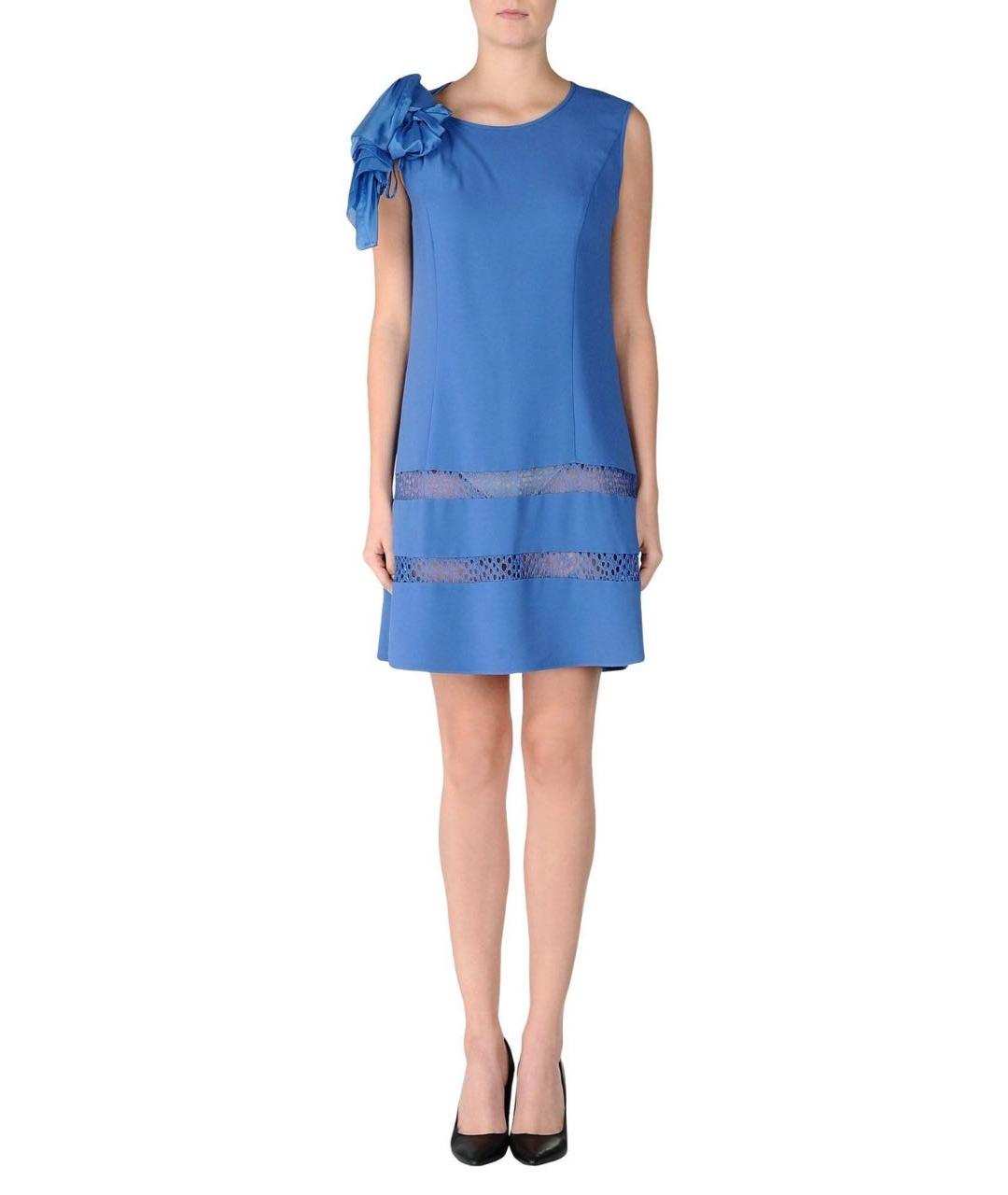 ALBERTA FERRETTI Синее вискозное коктейльное платье, фото 8
