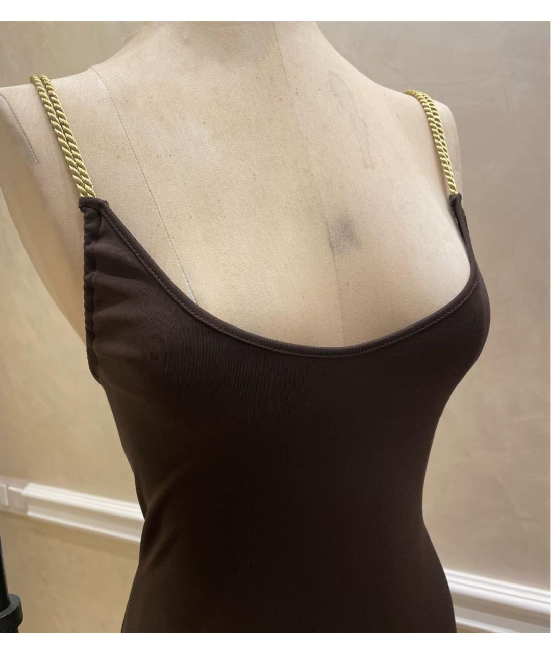CELINE Коричневое вискозное вечернее платье, фото 4