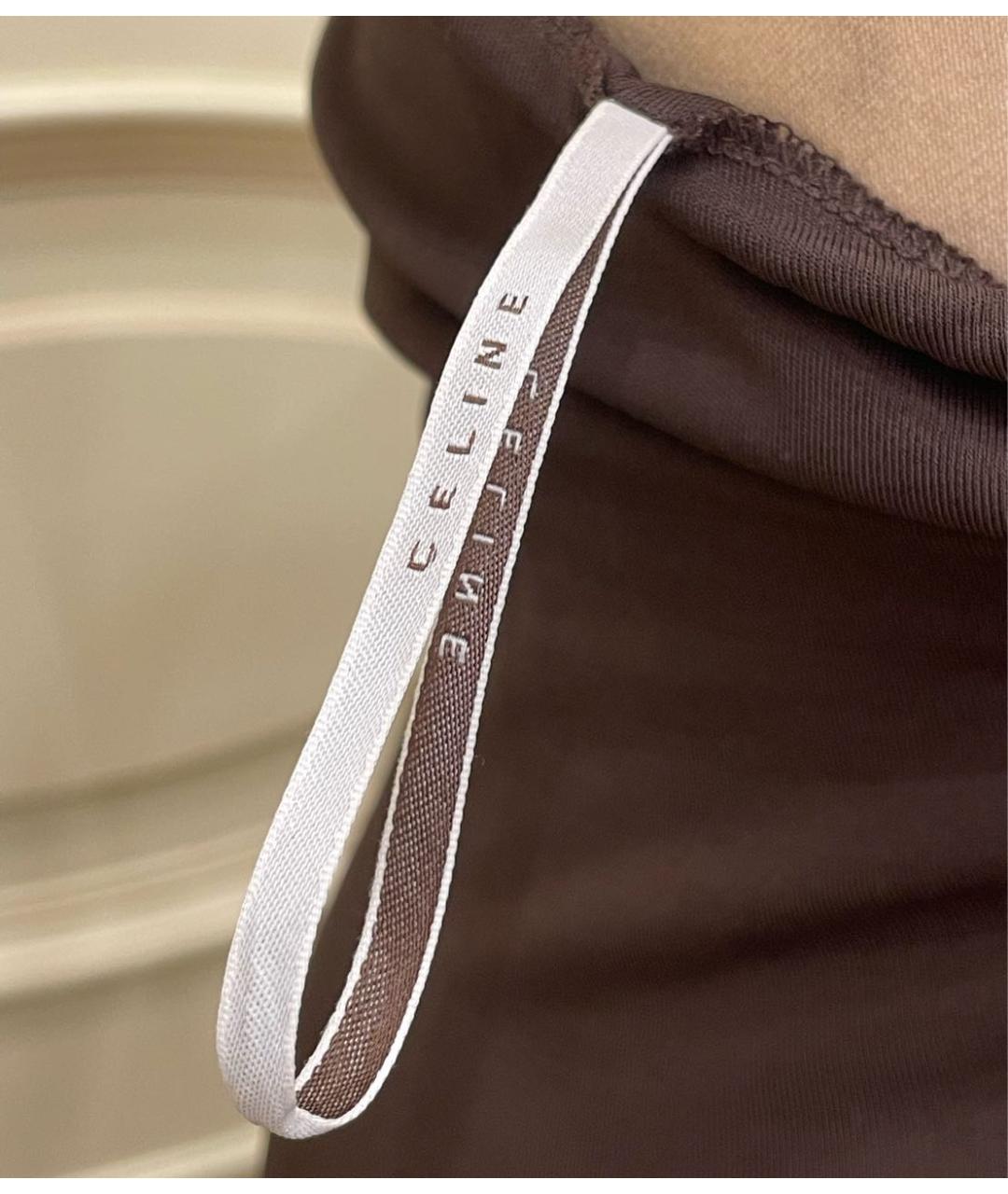 CELINE Коричневое вискозное вечернее платье, фото 7