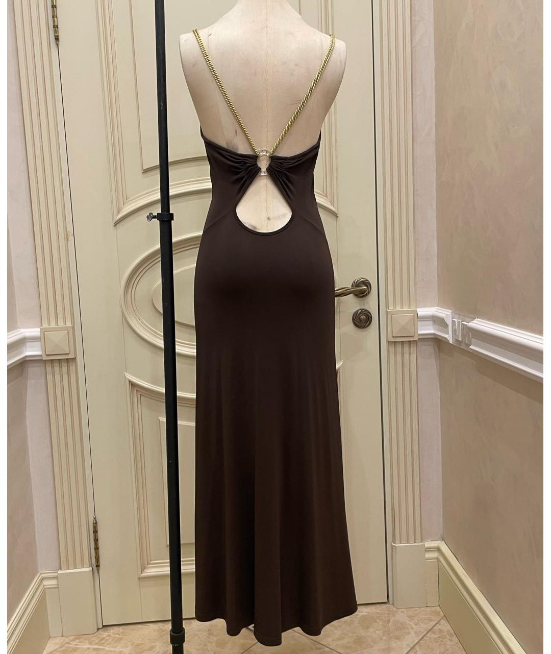 CELINE Коричневое вискозное вечернее платье, фото 2