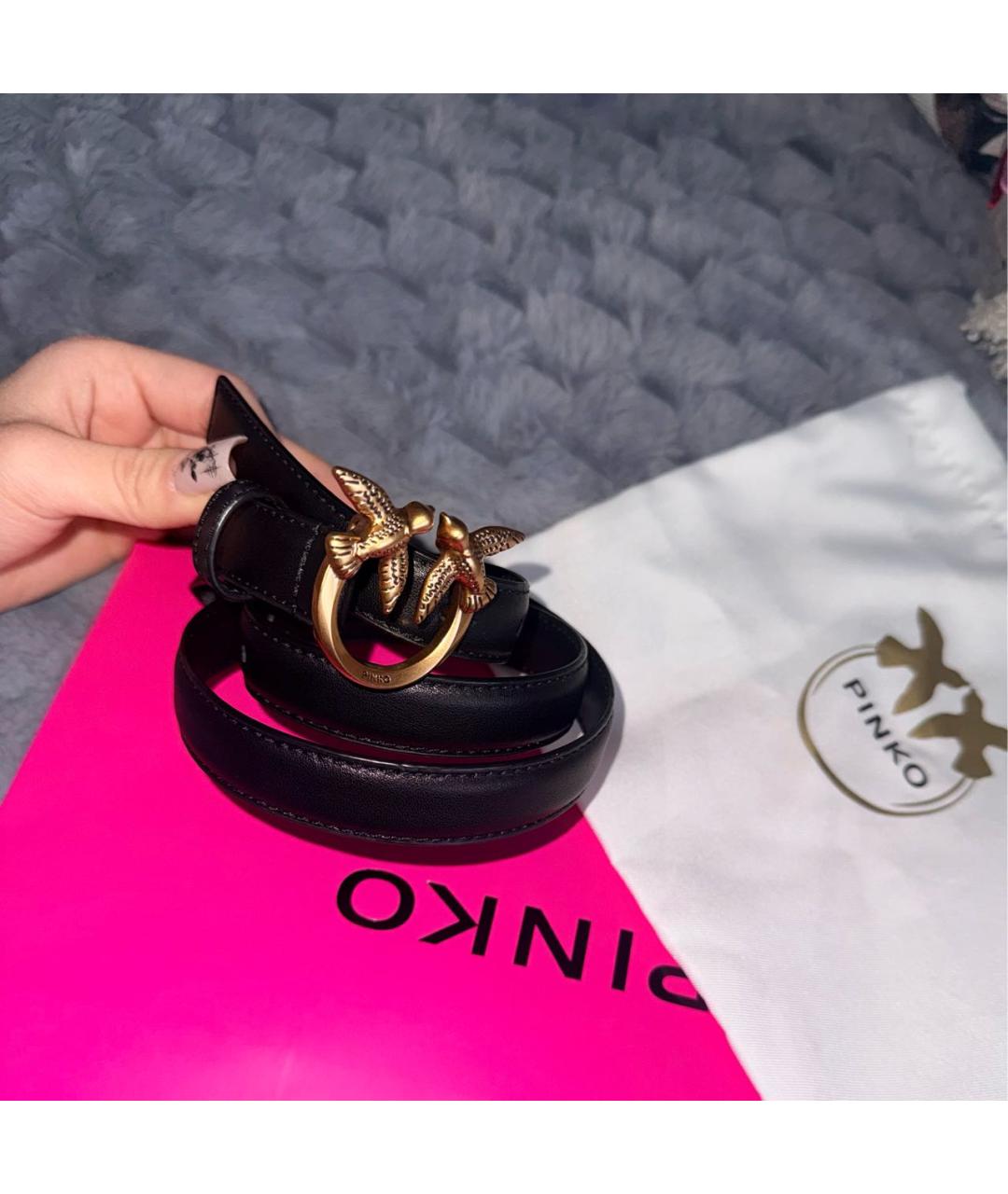 PINKO Черный кожаный ремень, фото 3