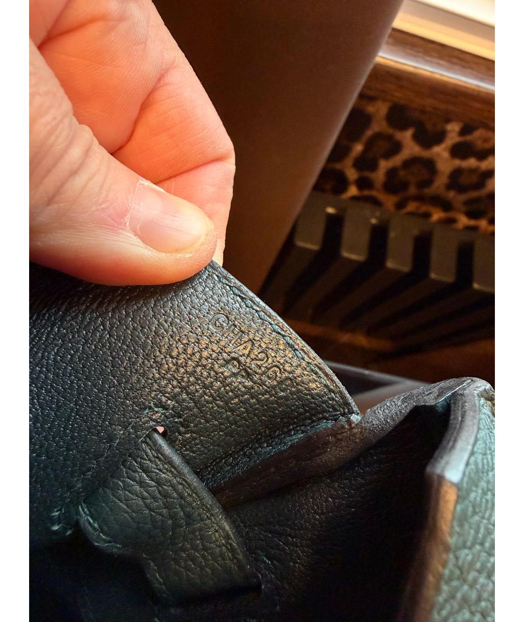 HERMES Зеленая кожаная сумка с короткими ручками, фото 4