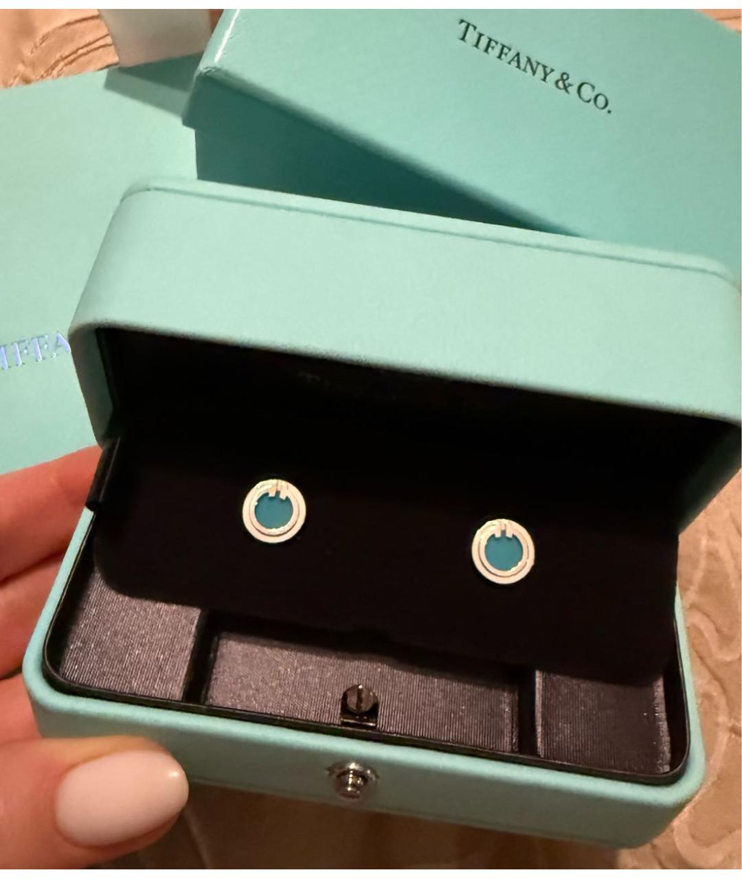 TIFFANY&CO Бирюзовые серьги из белого золота, фото 3