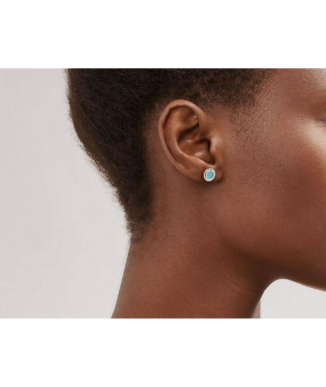 TIFFANY&CO Бирюзовые серьги из белого золота, фото 4