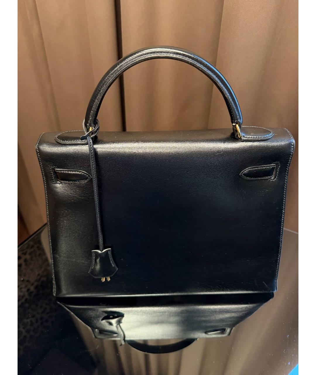 HERMES Черная кожаная сумка с короткими ручками, фото 3