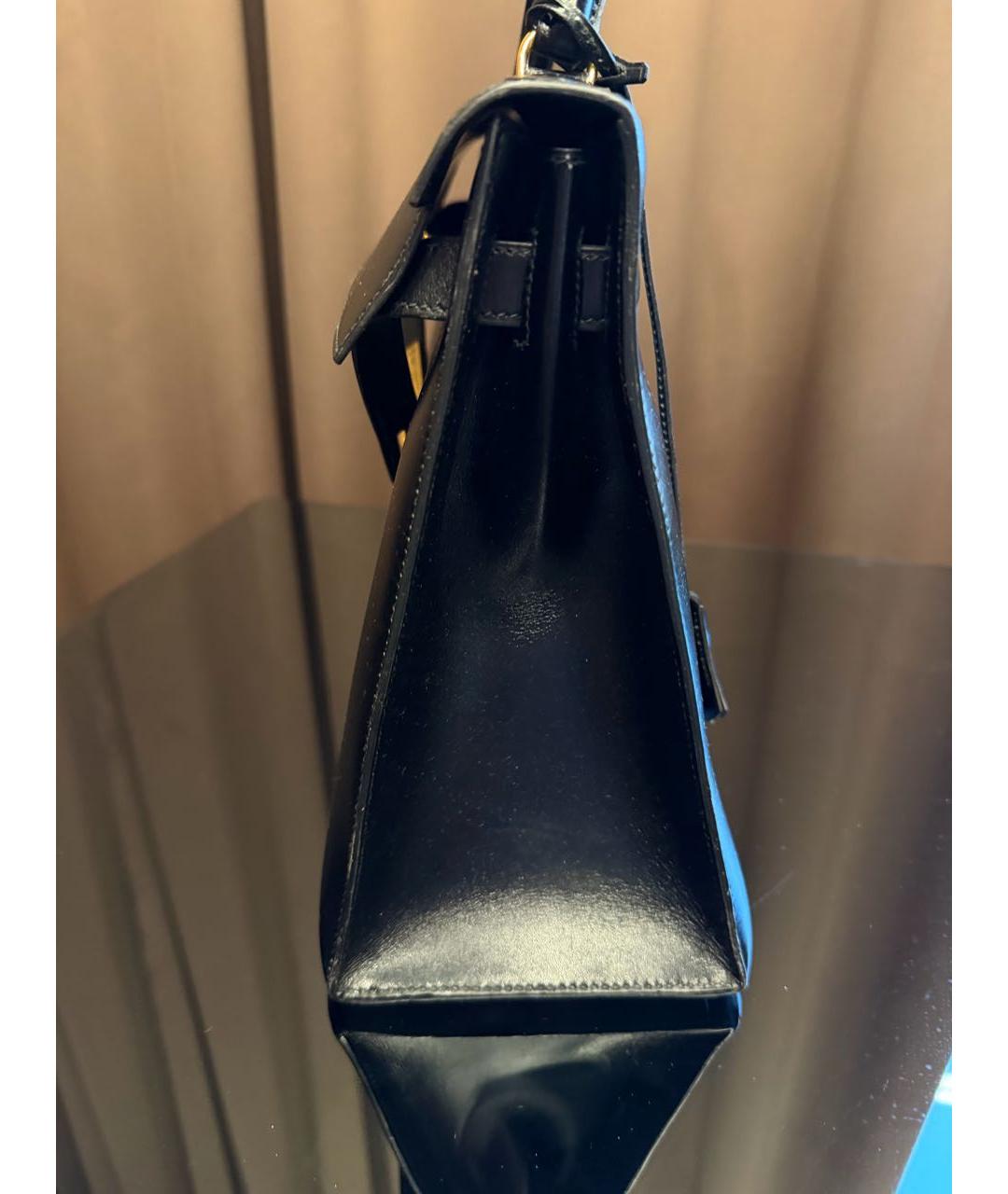 HERMES Черная кожаная сумка с короткими ручками, фото 2