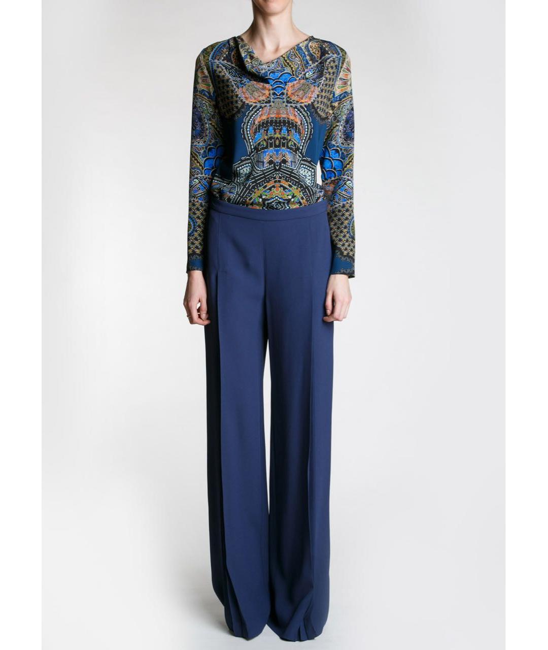 PHILOSOPHY Темно-синие ацетатные брюки широкие, фото 2