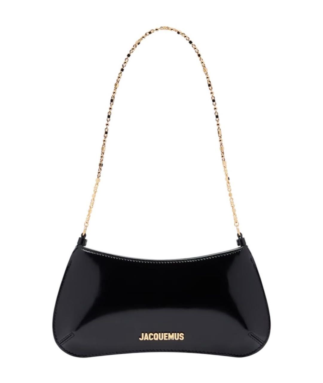 JACQUEMUS Черная сумка через плечо из лакированной кожи, фото 7