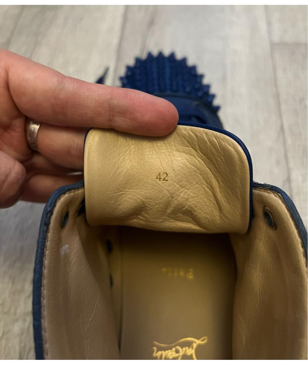 CHRISTIAN LOUBOUTIN Синие кожаные высокие кроссовки / кеды, фото 7