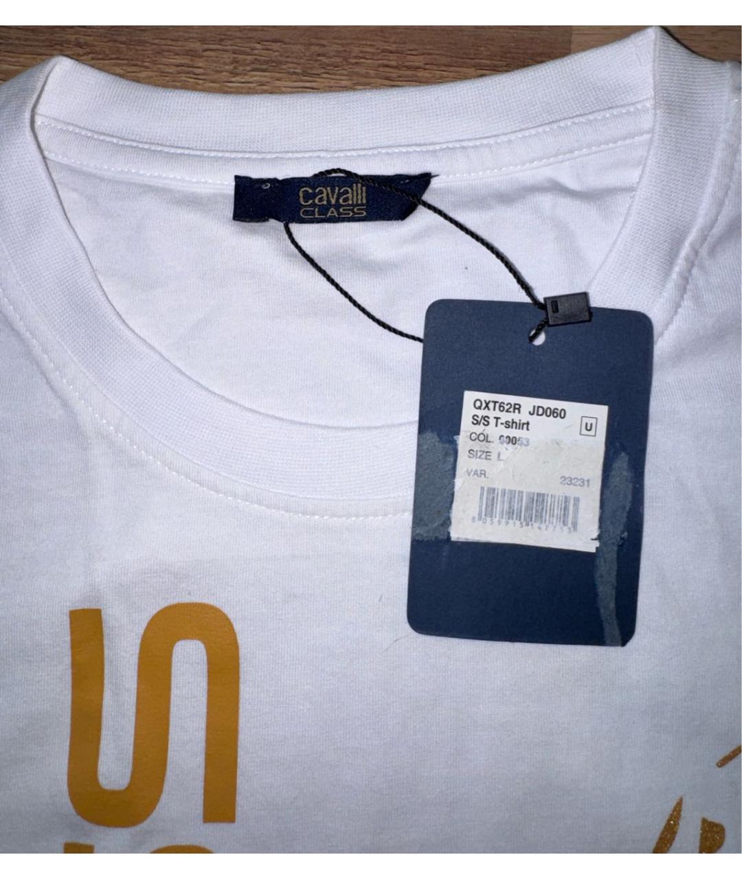 CAVALLI CLASS Белая хлопковая футболка, фото 4