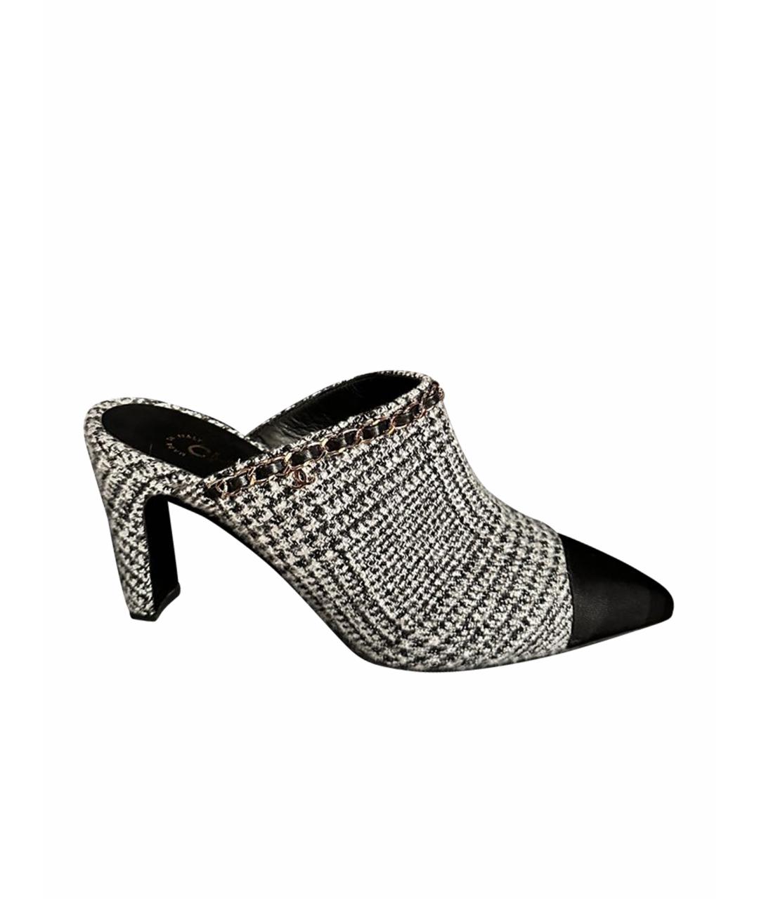 CHANEL Черные текстильные мюли, фото 1