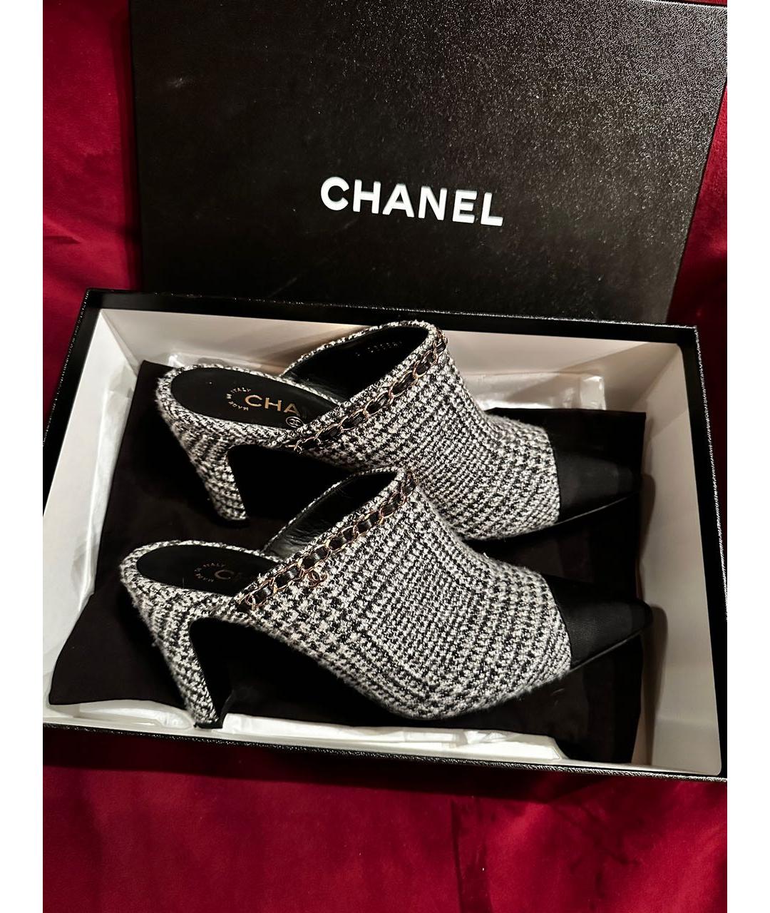 CHANEL Черные текстильные мюли, фото 5