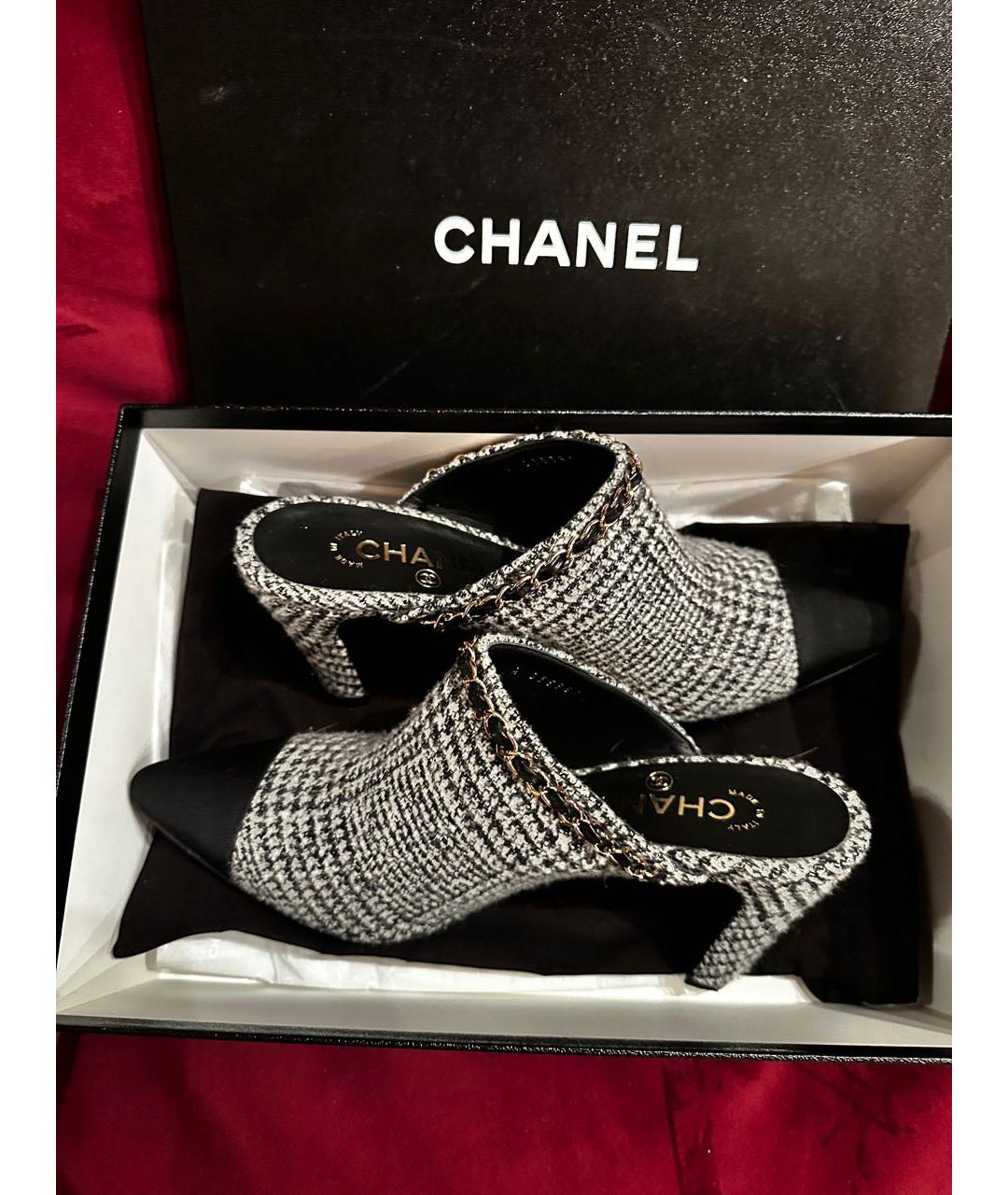 CHANEL Черные текстильные мюли, фото 3