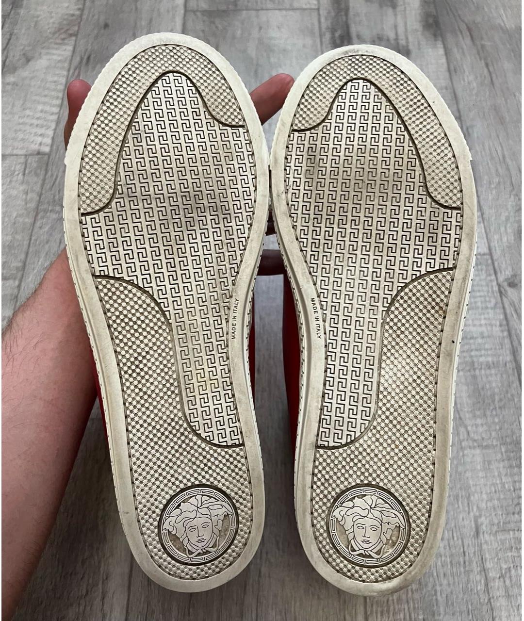 VERSACE Красные кожаные высокие кроссовки / кеды, фото 7