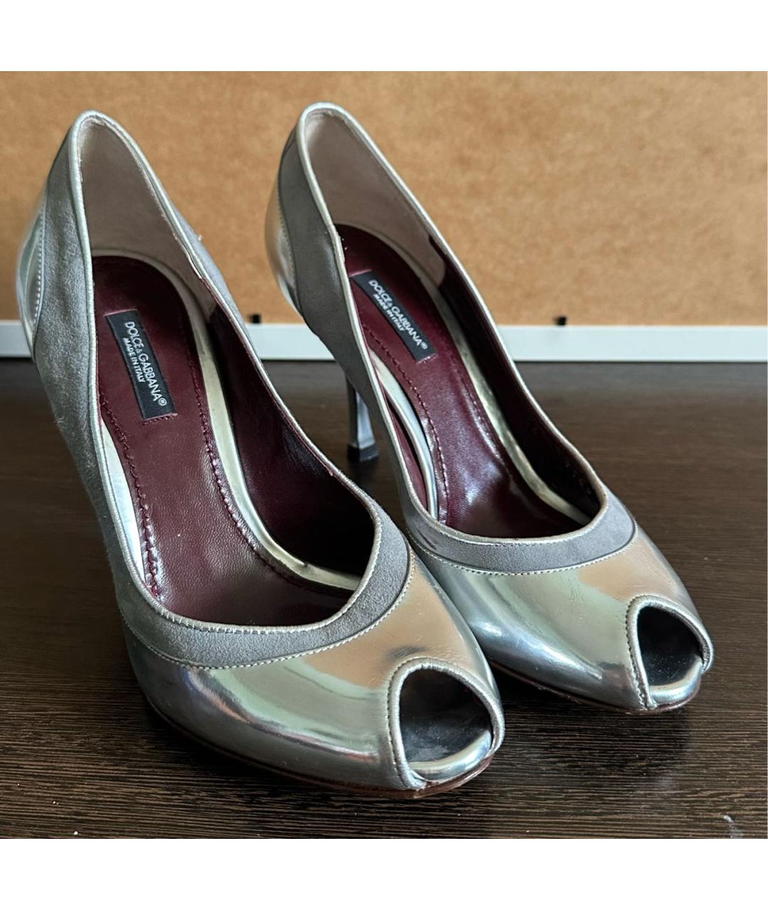 DOLCE&GABBANA Серебряные кожаные туфли, фото 3