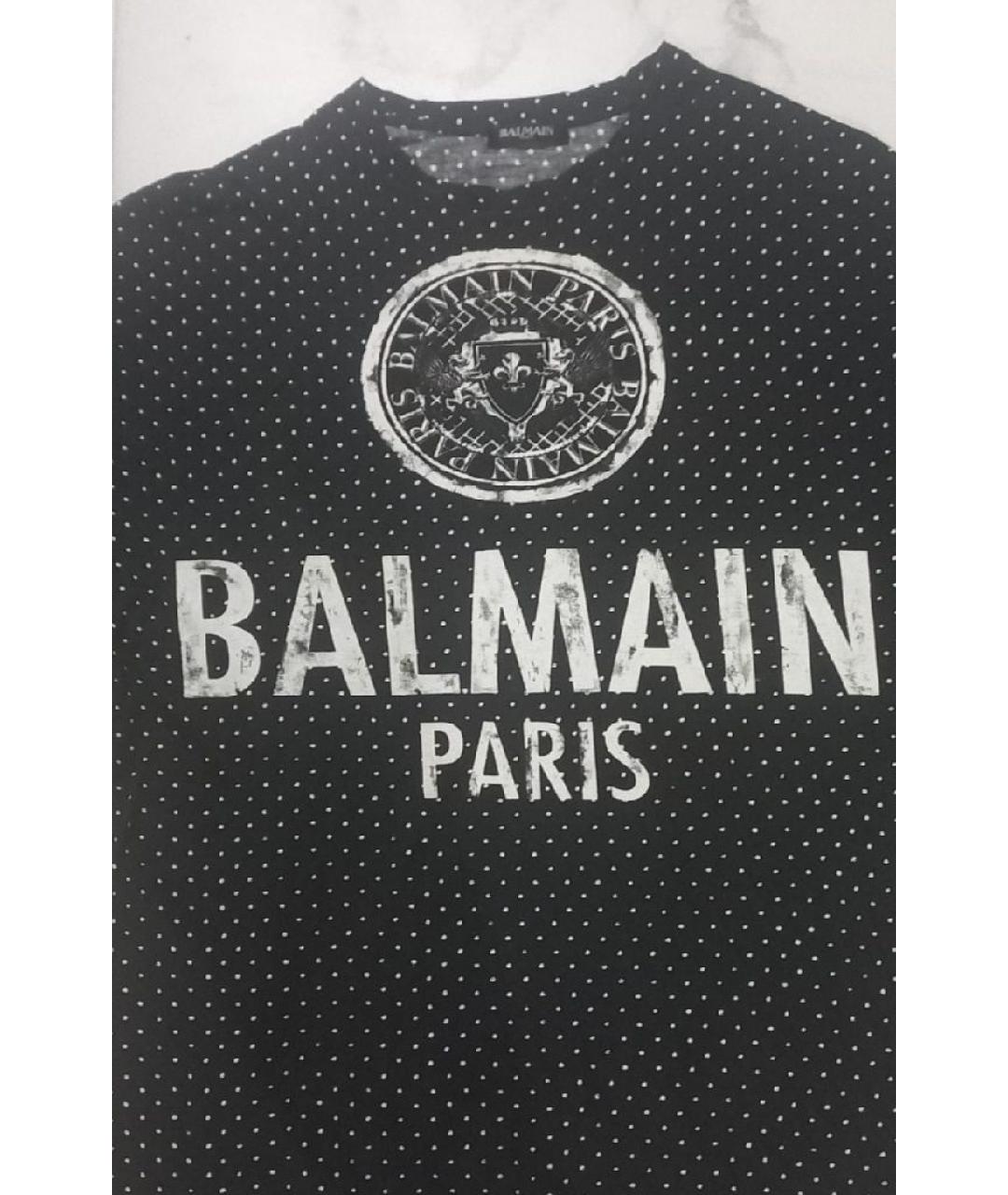 BALMAIN Темно-синяя хлопковая футболка, фото 4