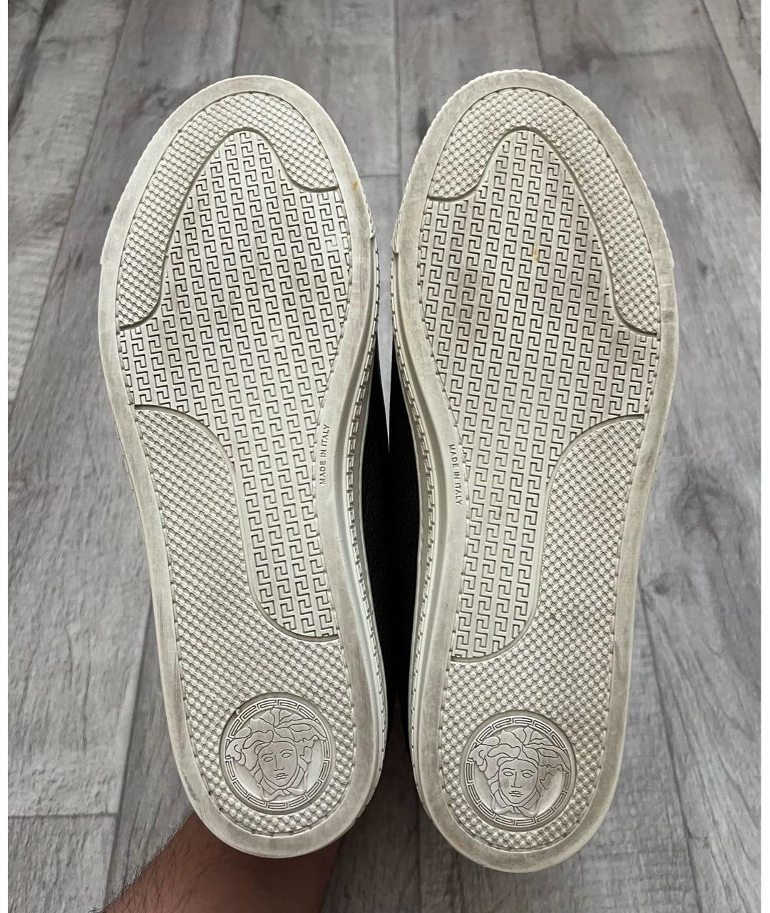 VERSACE Хаки кожаные высокие кроссовки / кеды, фото 6