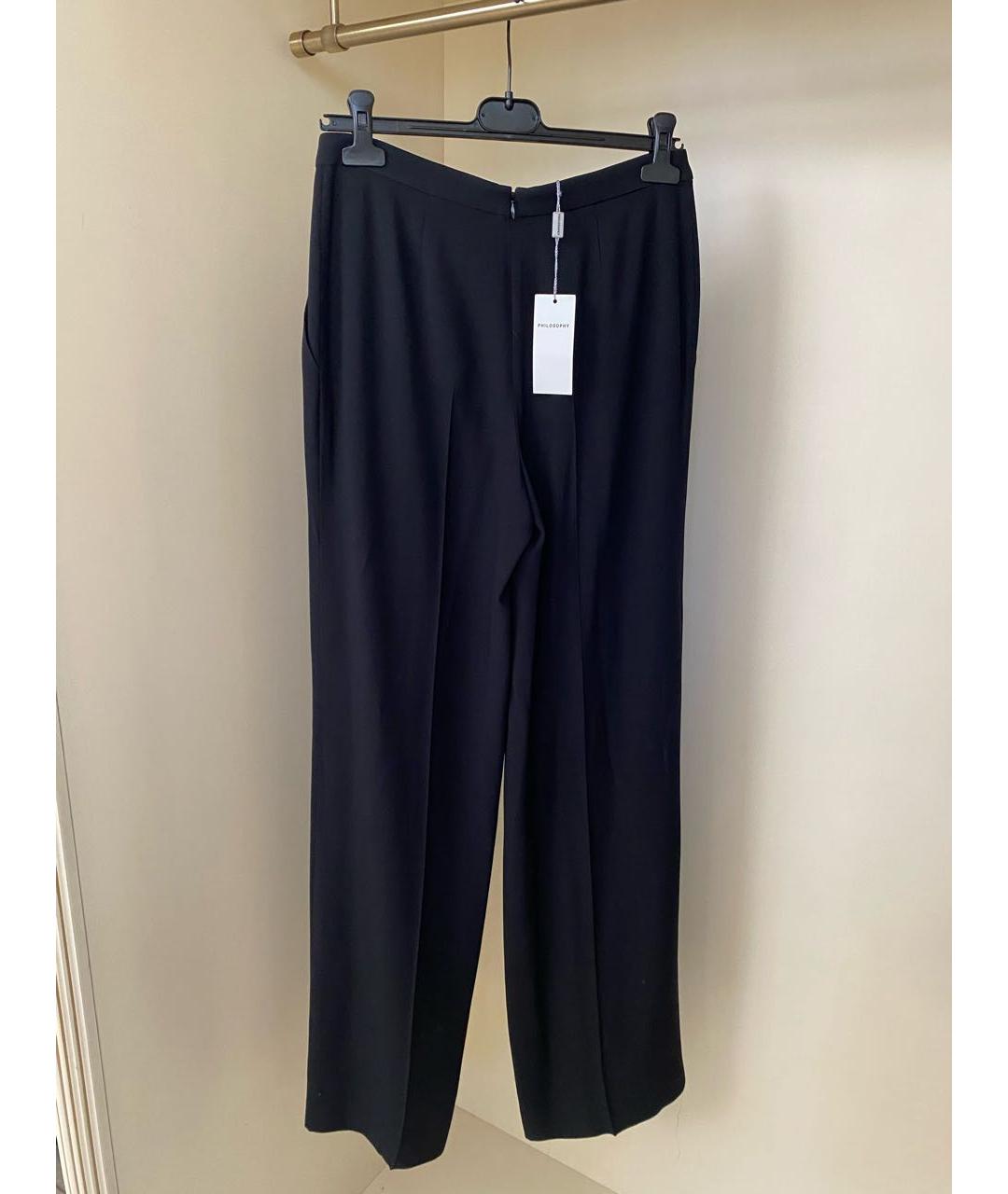 PHILOSOPHY Черные ацетатные брюки широкие, фото 8