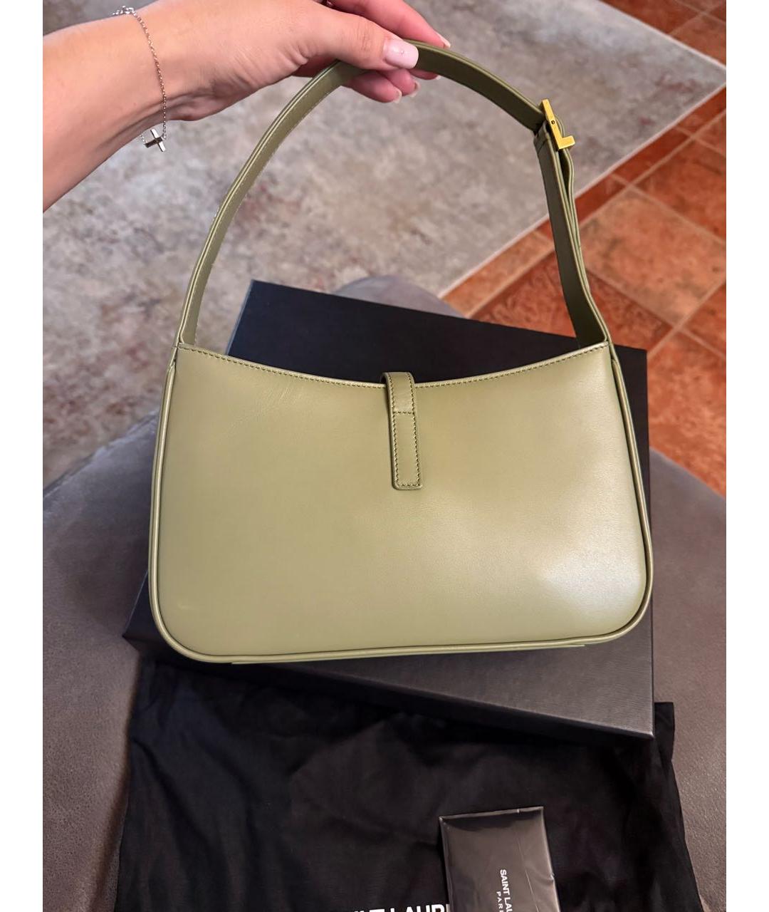 SAINT LAURENT Зеленая кожаная сумка через плечо, фото 6