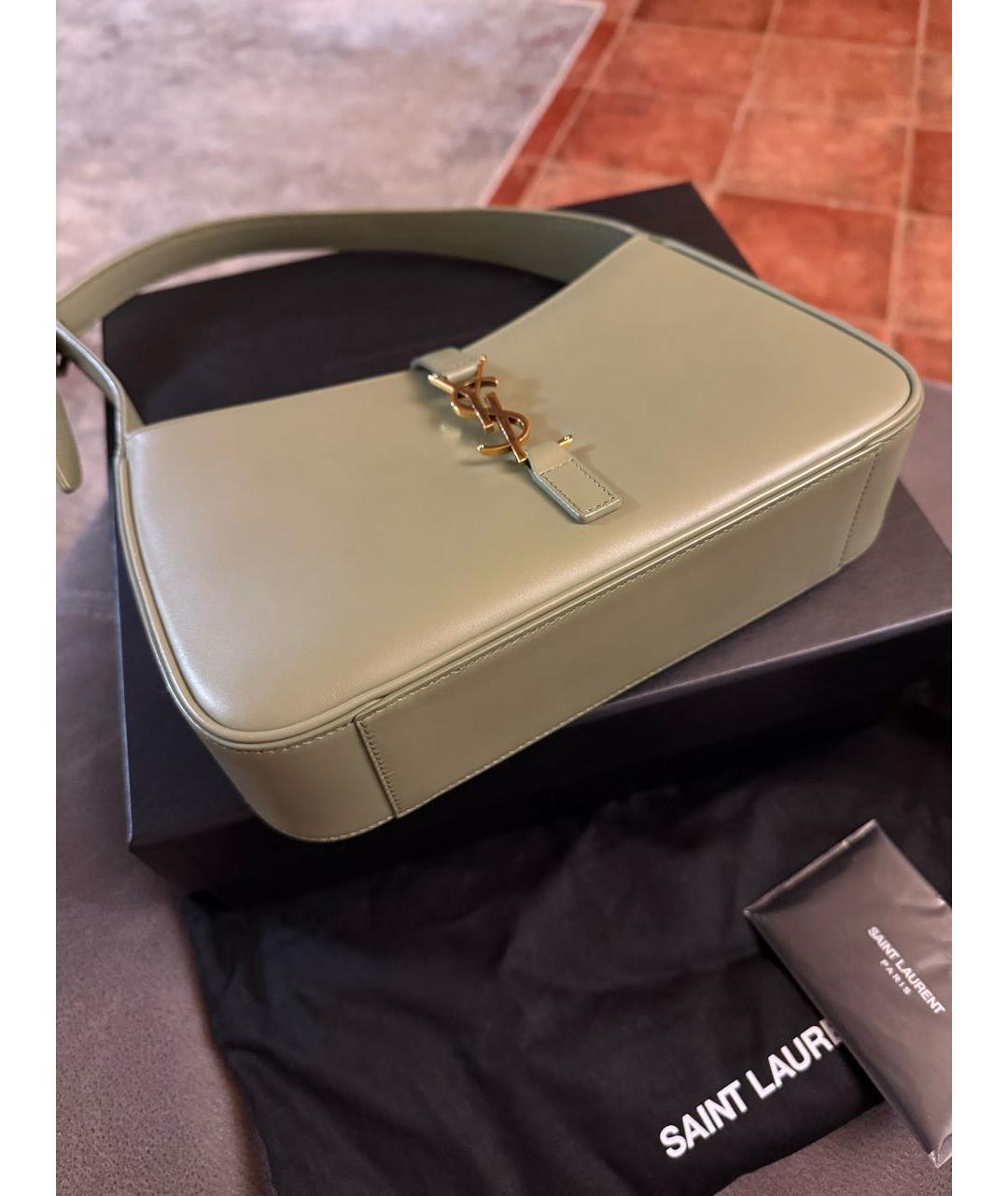 SAINT LAURENT Зеленая кожаная сумка через плечо, фото 5