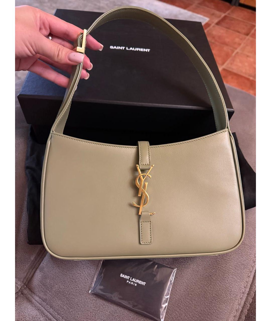 SAINT LAURENT Зеленая кожаная сумка через плечо, фото 7