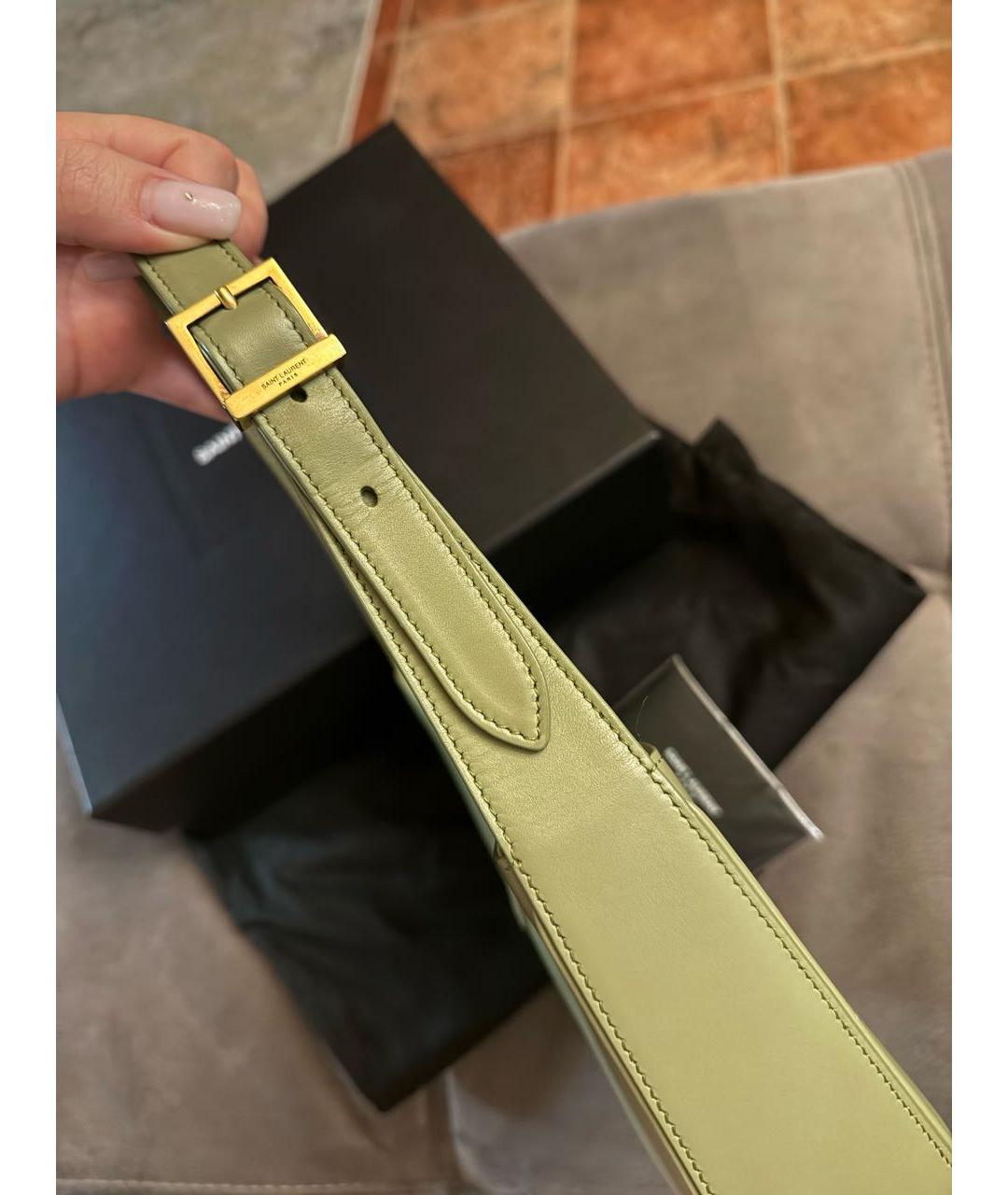 SAINT LAURENT Зеленая кожаная сумка через плечо, фото 4