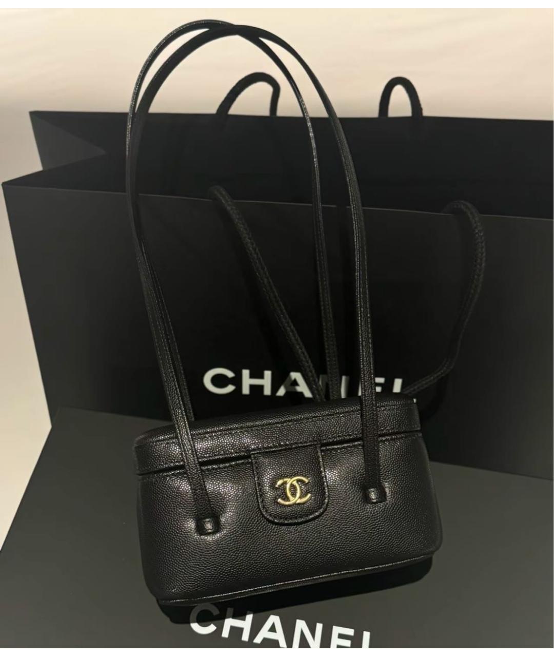 CHANEL Черная кожаная сумка через плечо, фото 5