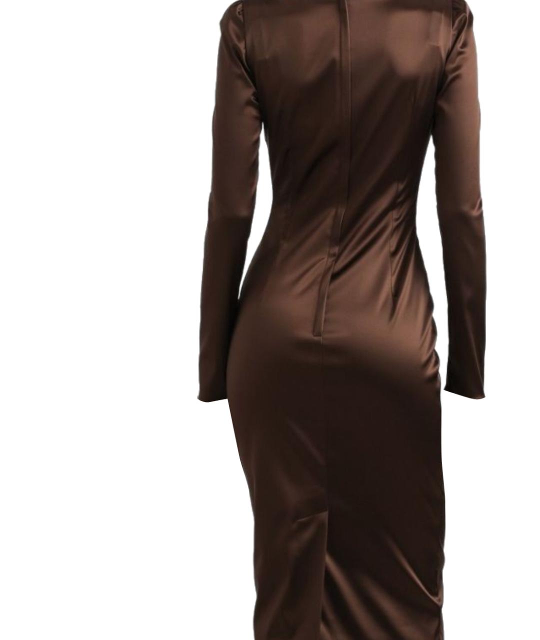 DOLCE&GABBANA Коричневое ацетатное коктейльное платье, фото 3