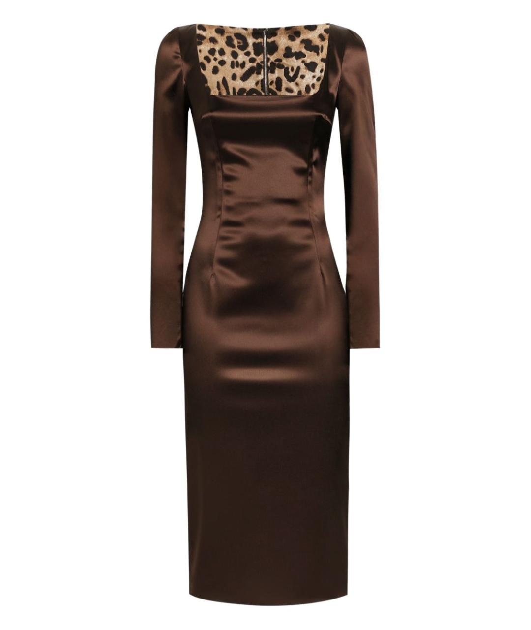 DOLCE&GABBANA Коричневое ацетатное коктейльное платье, фото 1