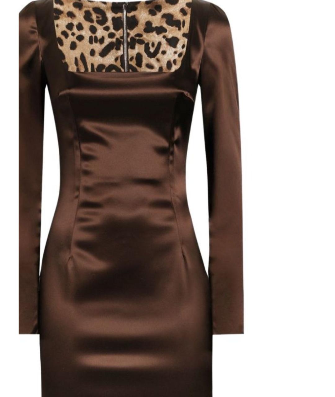 DOLCE&GABBANA Коричневое ацетатное коктейльное платье, фото 2