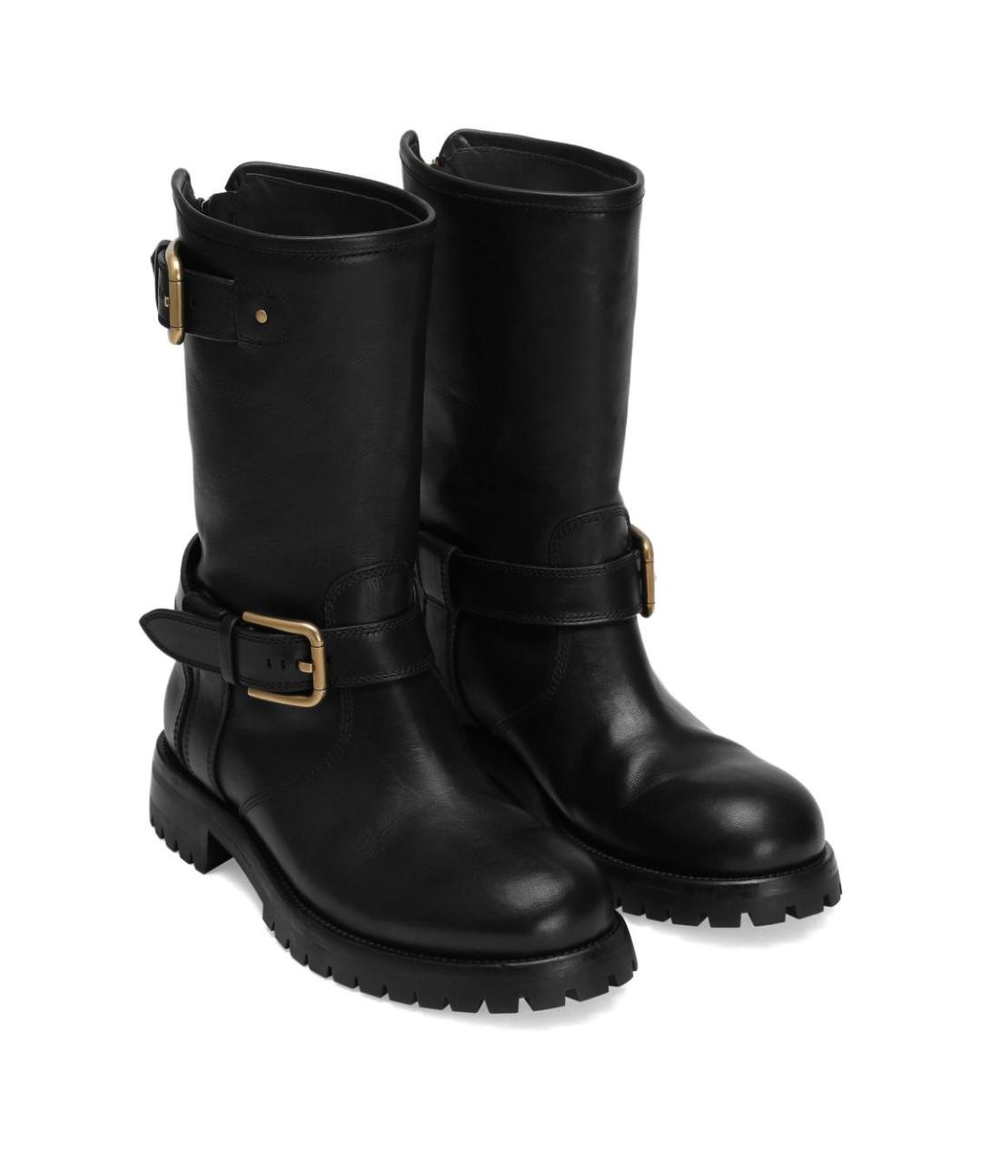 DOLCE&GABBANA Черные кожаные ботинки, фото 2