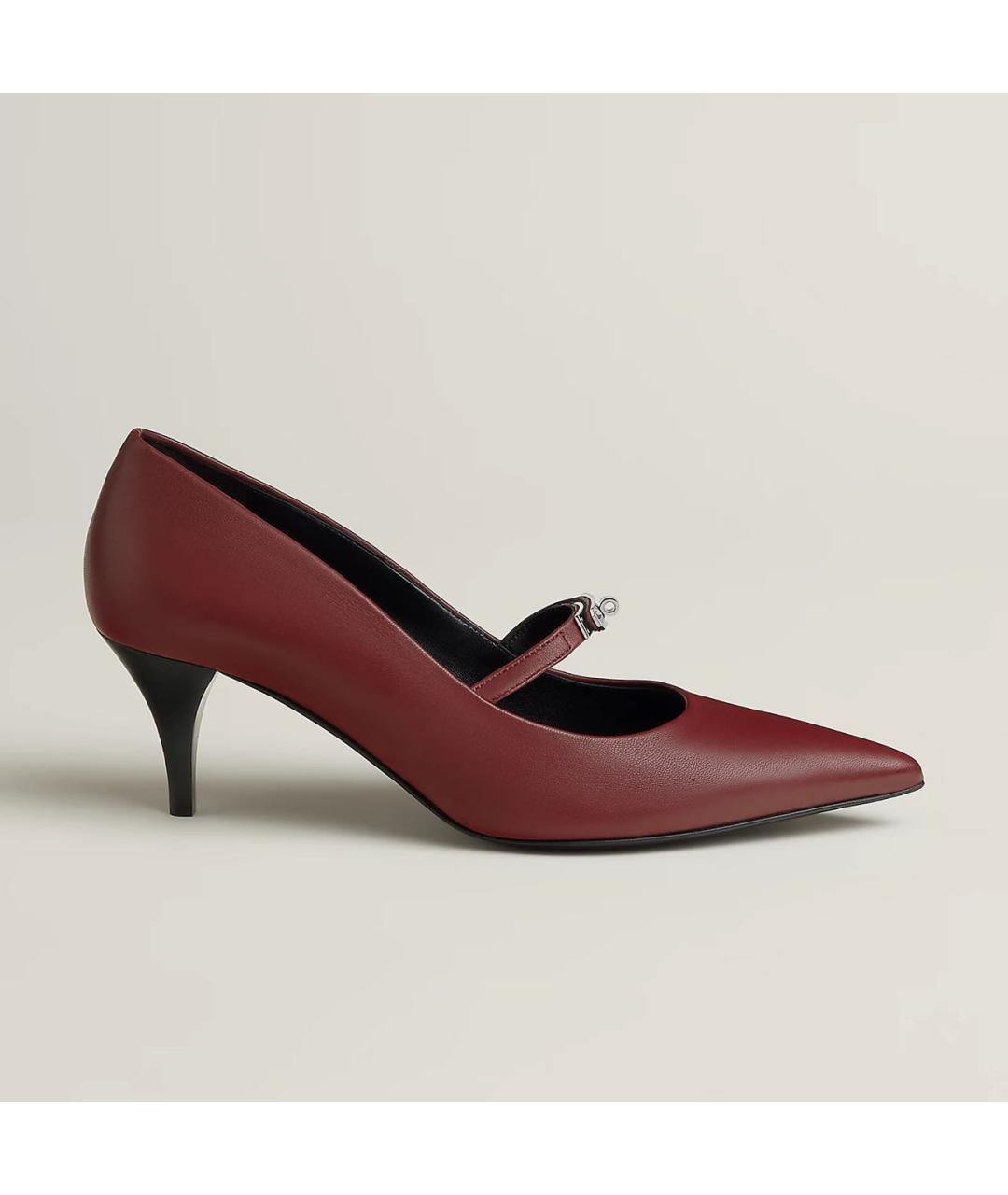 HERMES Бордовые кожаные туфли, фото 5