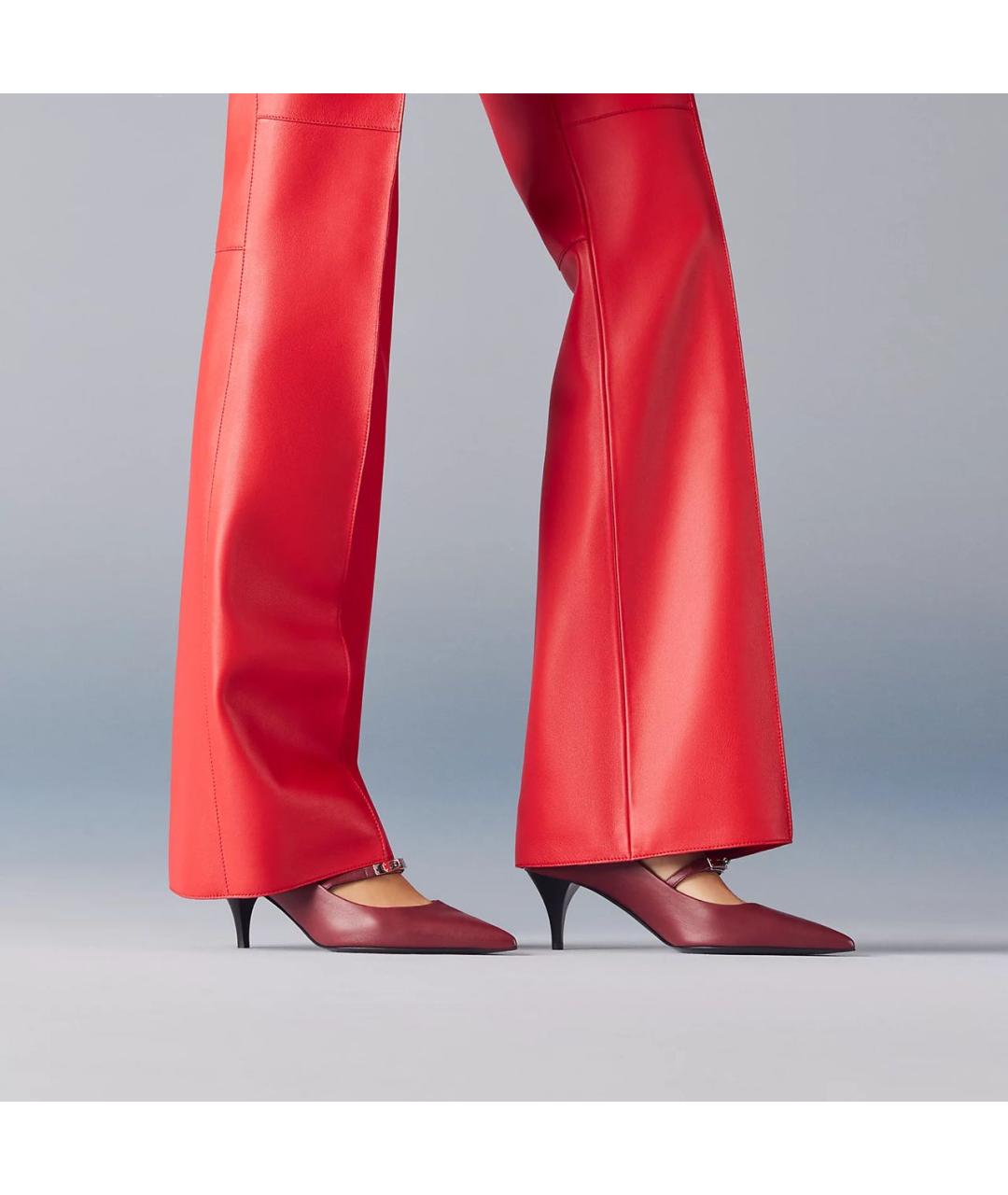 HERMES Бордовые кожаные туфли, фото 3