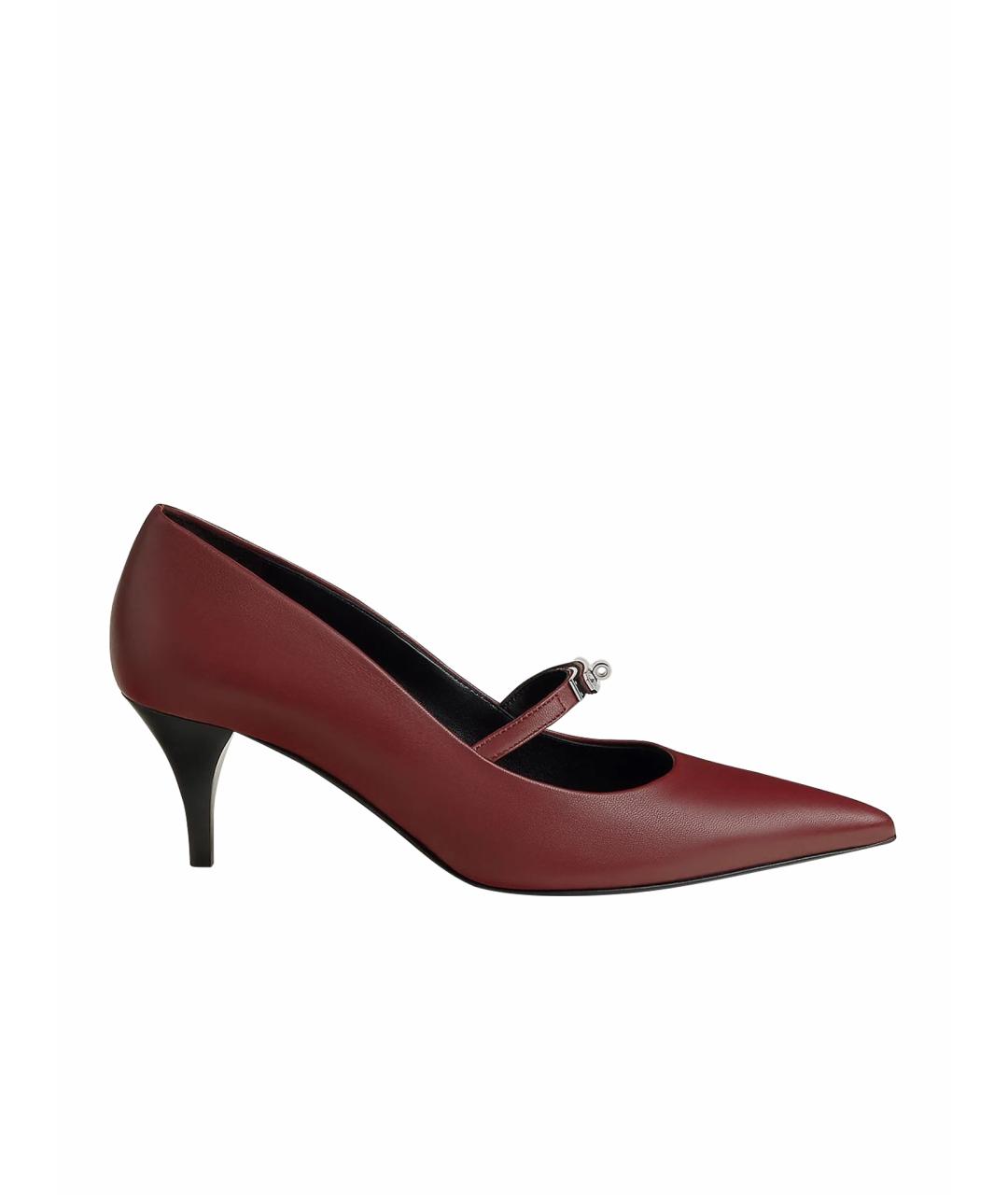 HERMES Бордовые кожаные туфли, фото 1