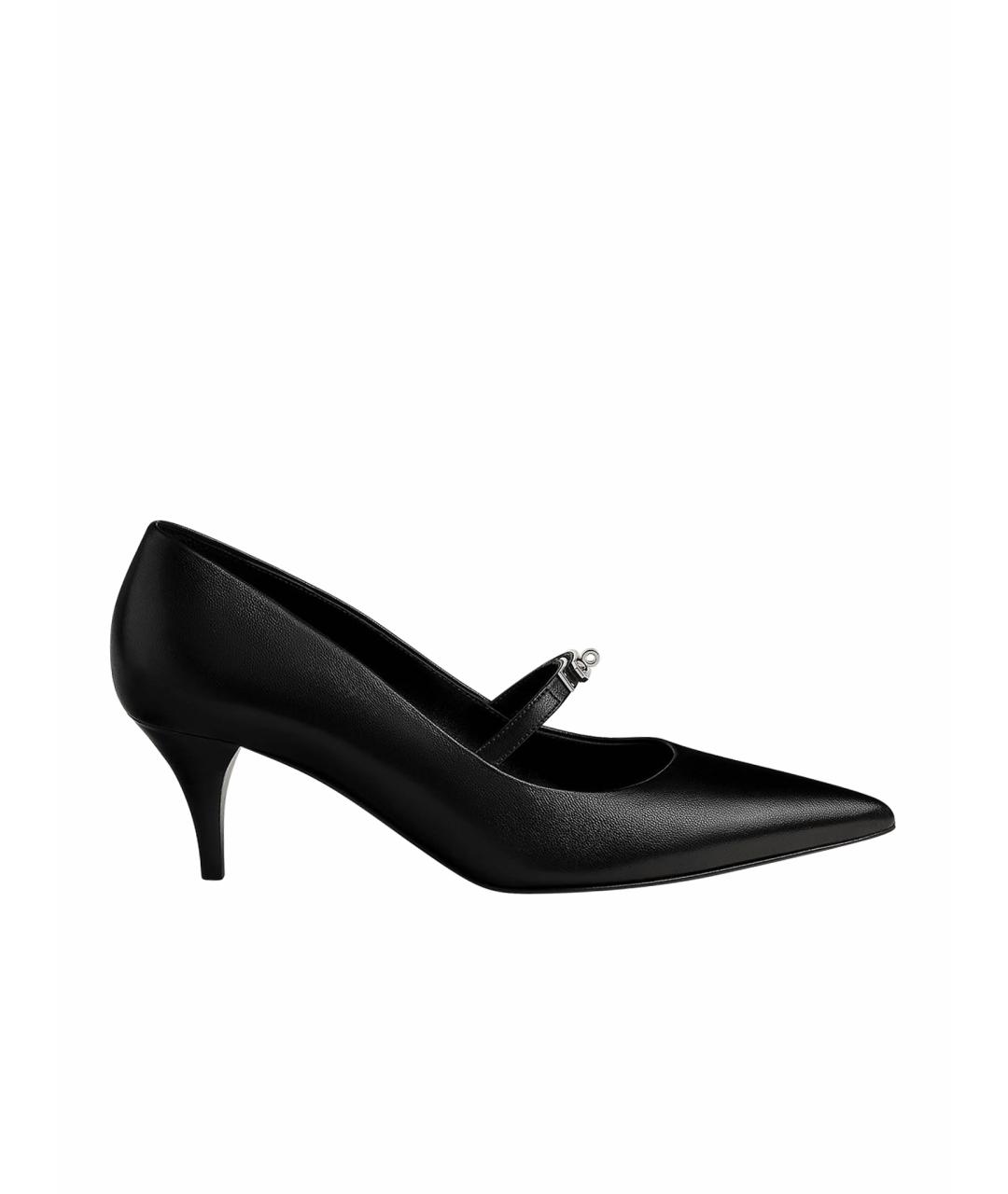 HERMES Черные кожаные туфли, фото 1