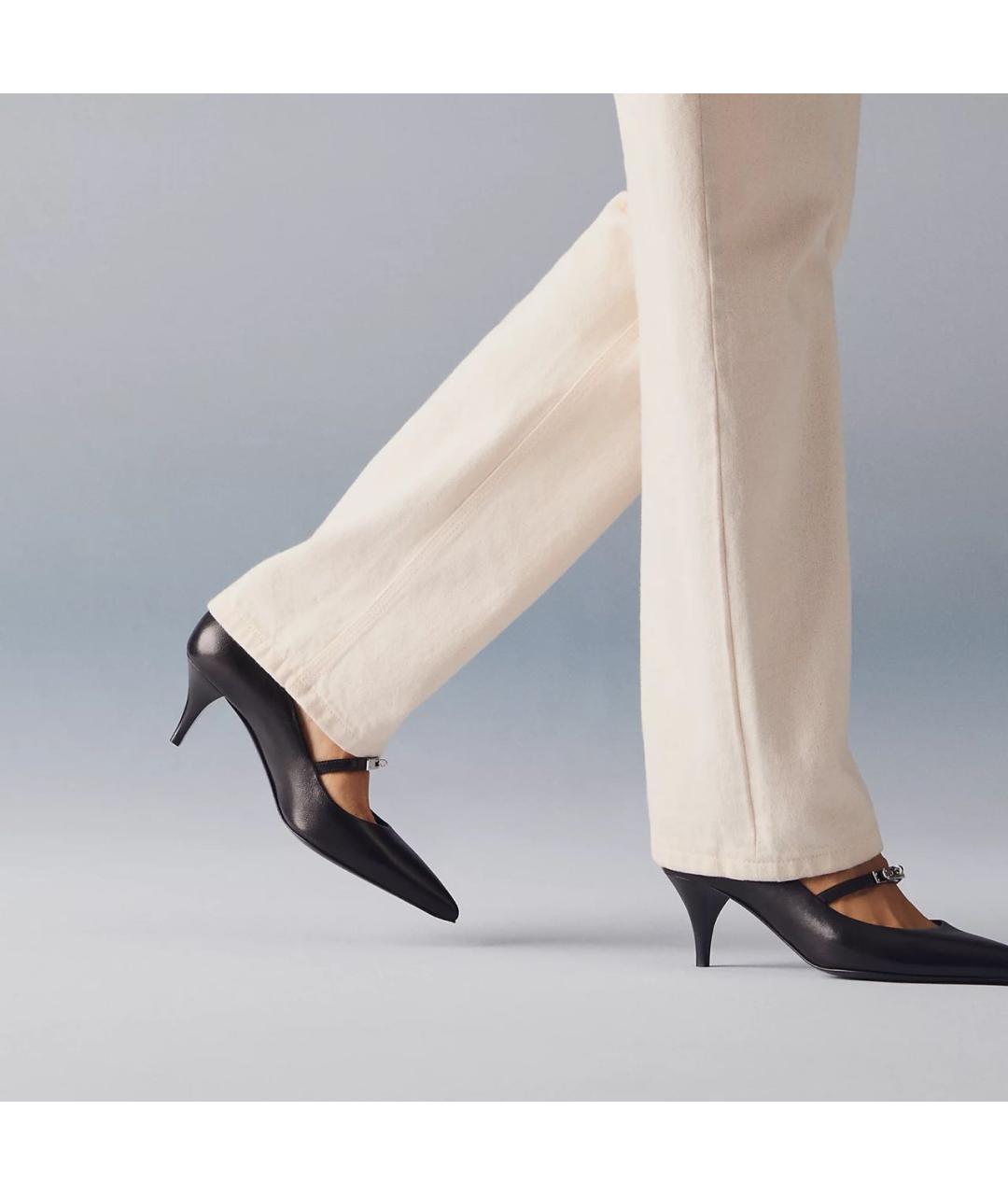 HERMES Черные кожаные туфли, фото 4