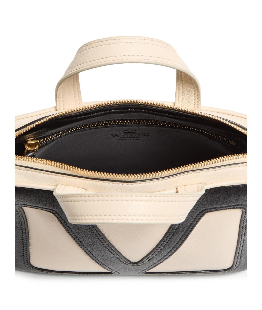 VALENTINO Бежевая кожаная сумка тоут, фото 5