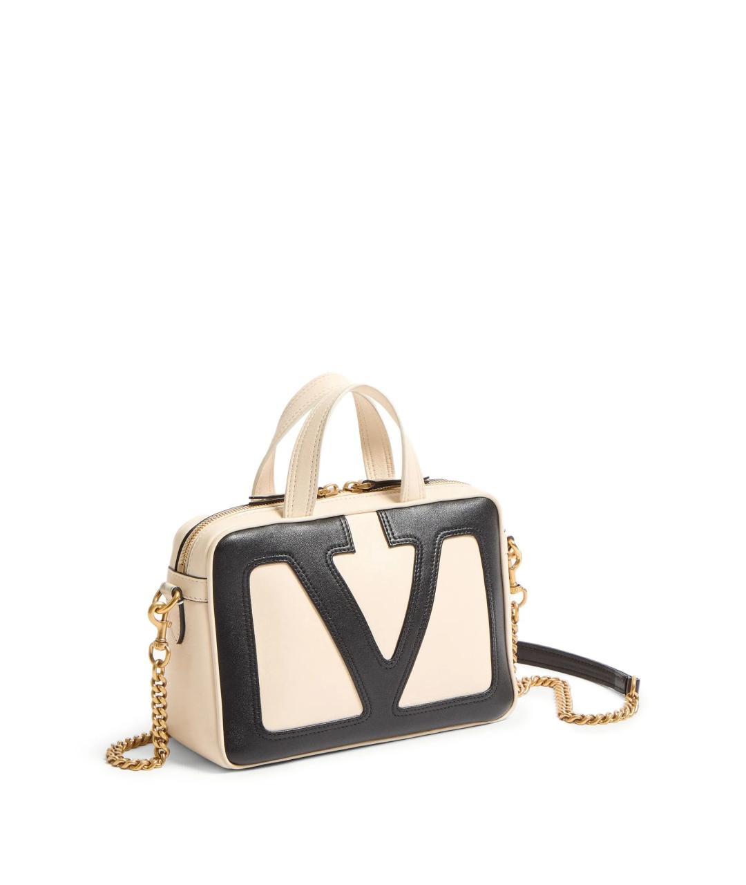 VALENTINO Бежевая кожаная сумка тоут, фото 2