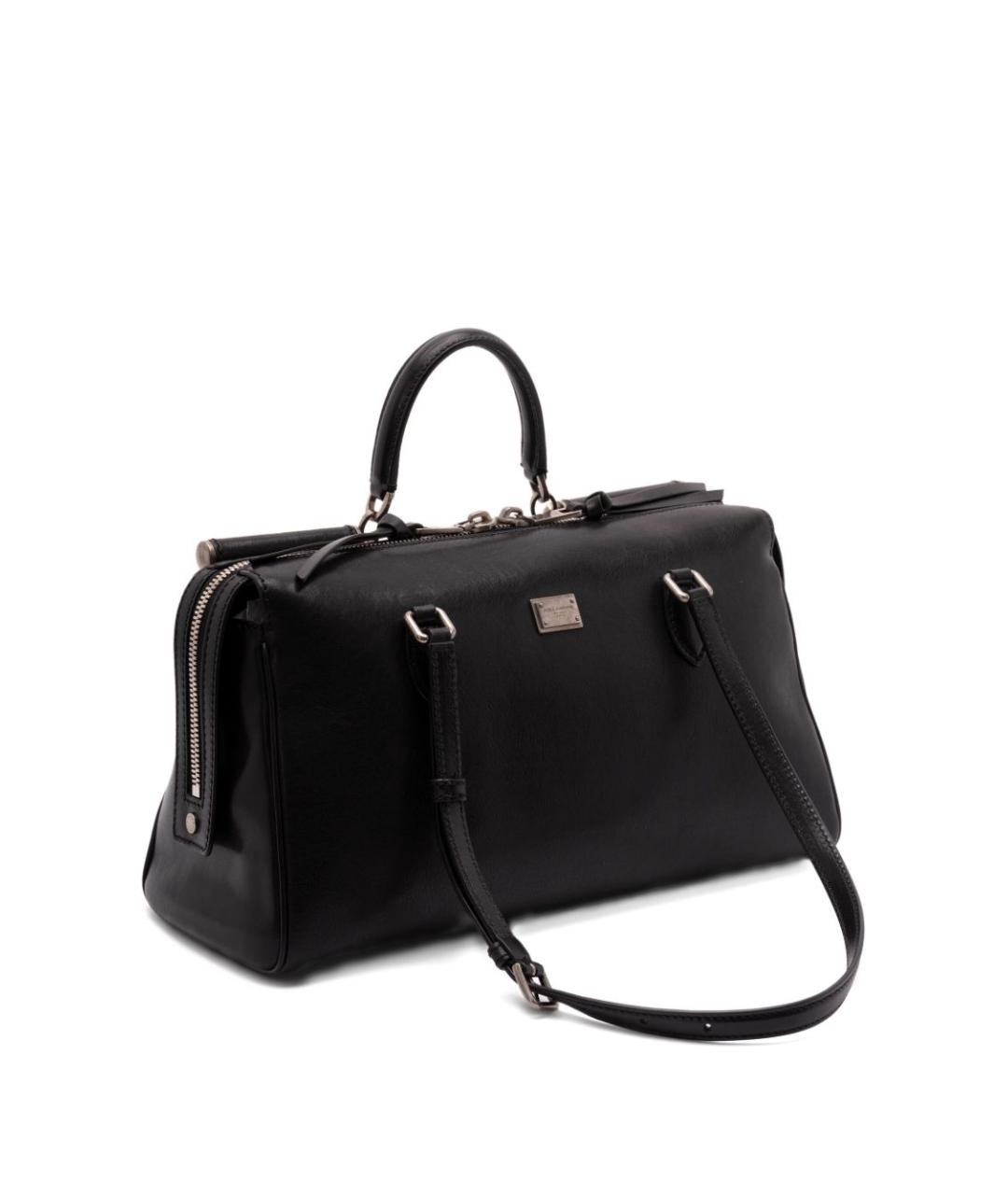 DOLCE&GABBANA Черная кожаная сумка тоут, фото 3