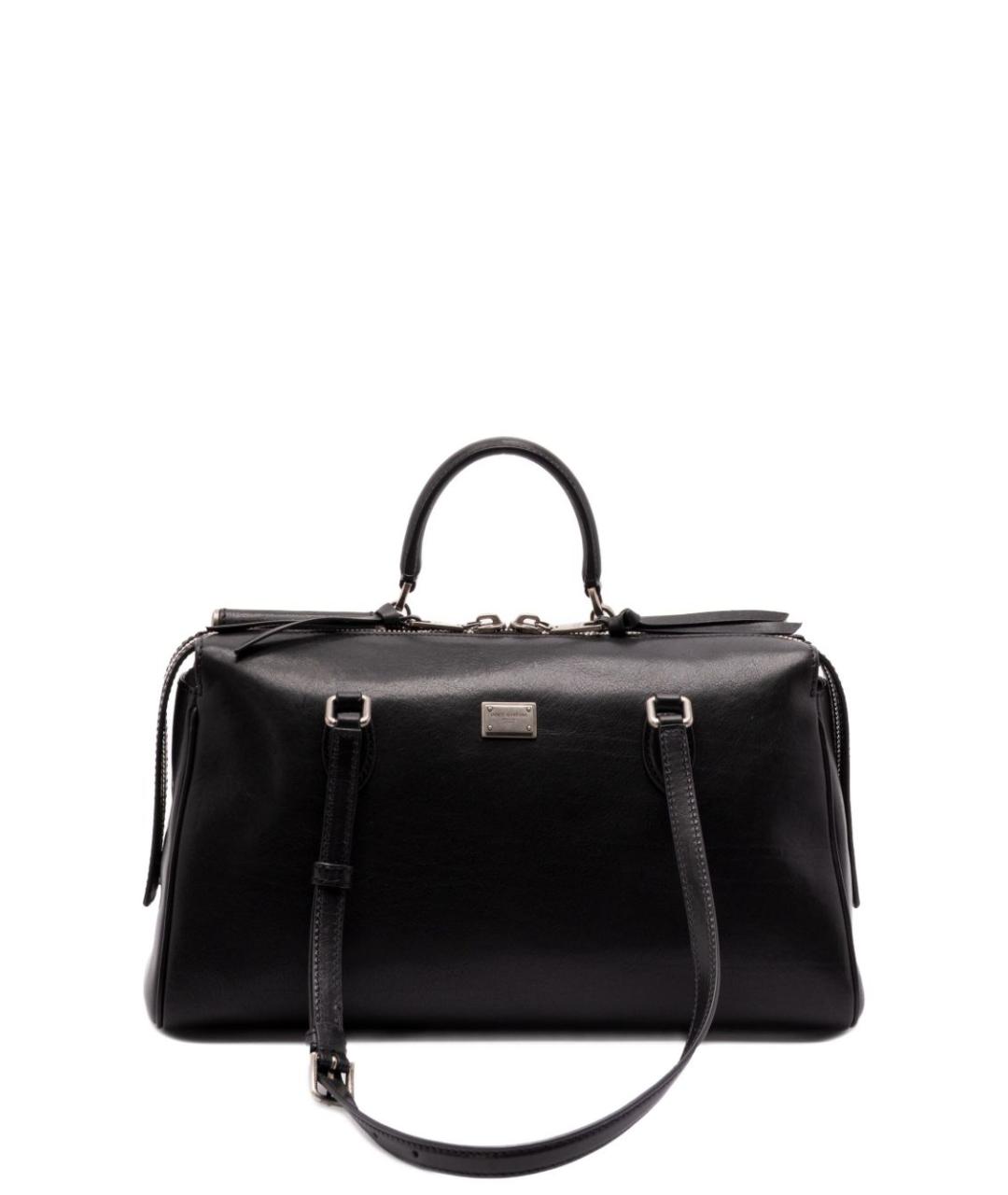 DOLCE&GABBANA Черная кожаная сумка тоут, фото 1