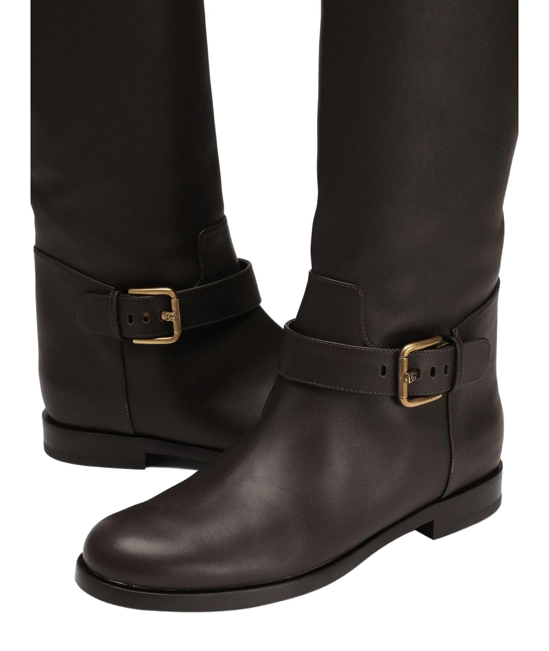 DOLCE&GABBANA Коричневые кожаные сапоги, фото 4