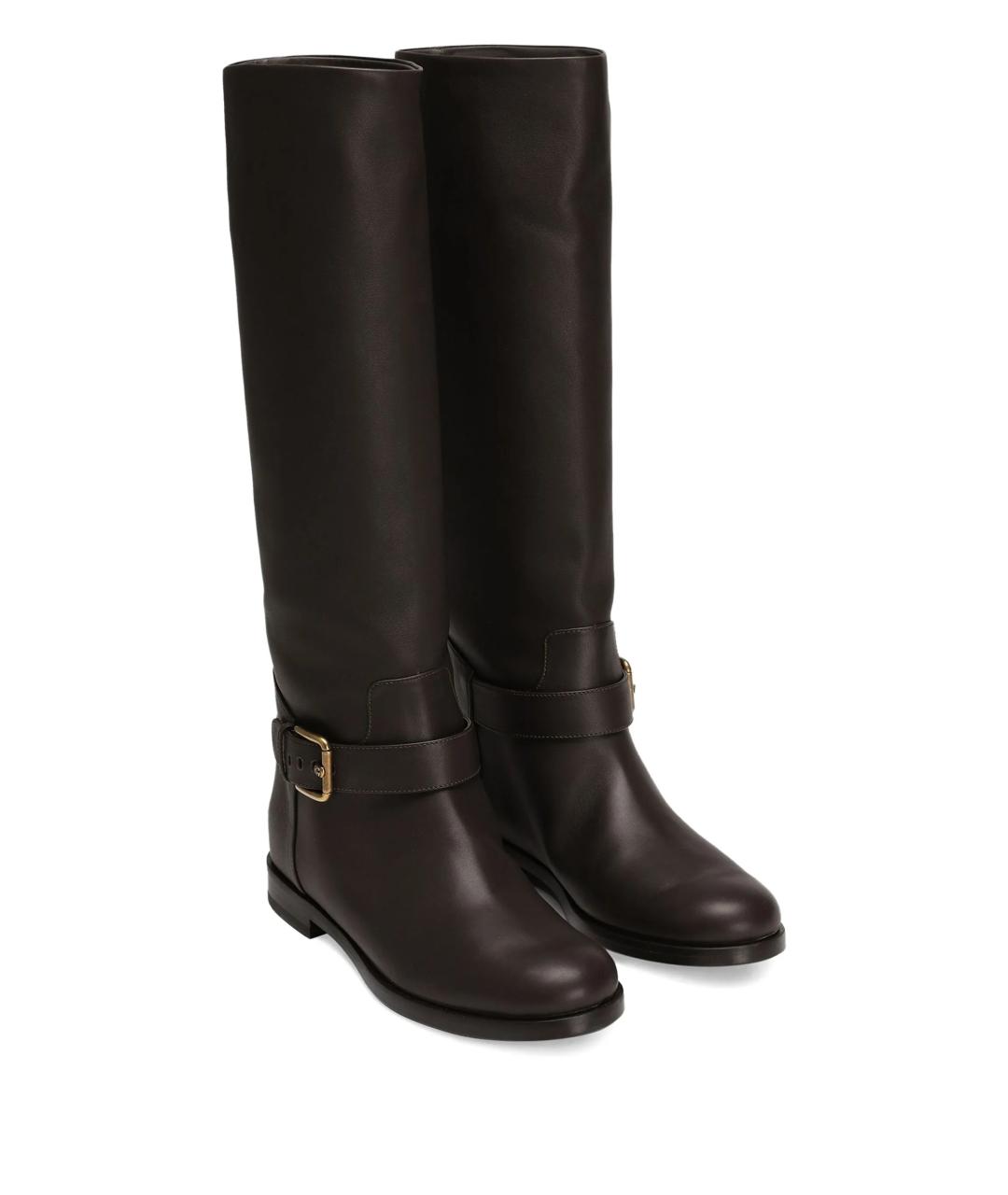DOLCE&GABBANA Коричневые кожаные сапоги, фото 2