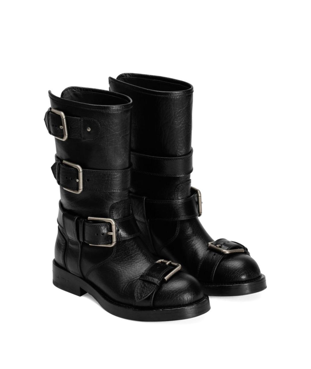 DOLCE&GABBANA Черные кожаные ботинки, фото 2