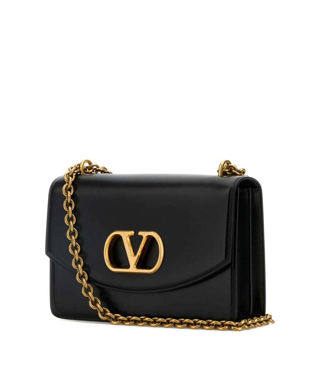 VALENTINO Черная кожаная сумка через плечо, фото 2